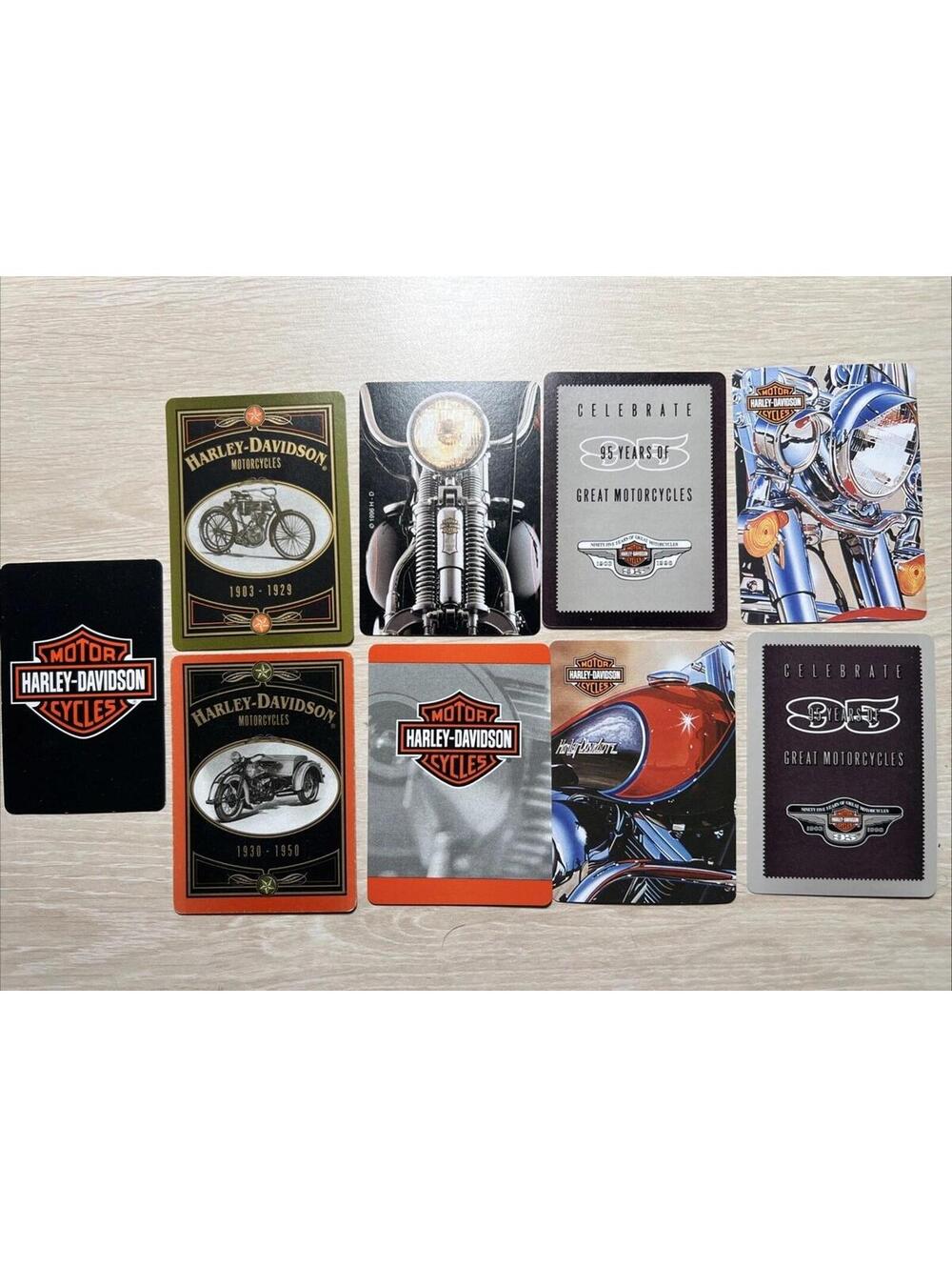 Set Of 9 Different Collectable HD Harley Davidson Single Poker Playing Cards